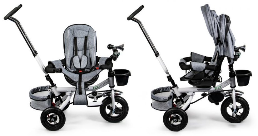 Detská sivá balančná trojkolka, bicykel Ecotoys