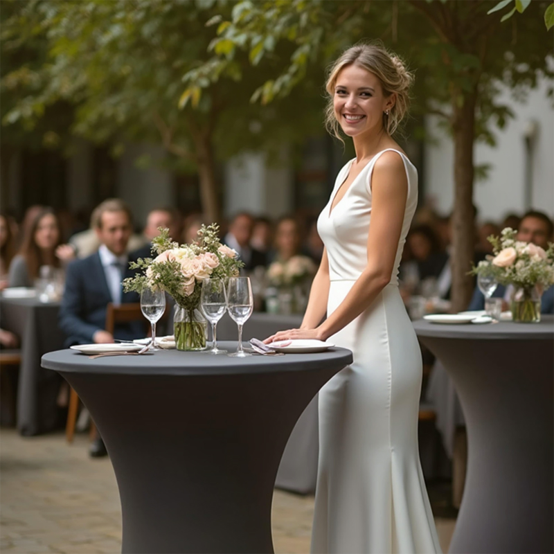 Elastische Tischdecke für Stehtisch - anthrazit