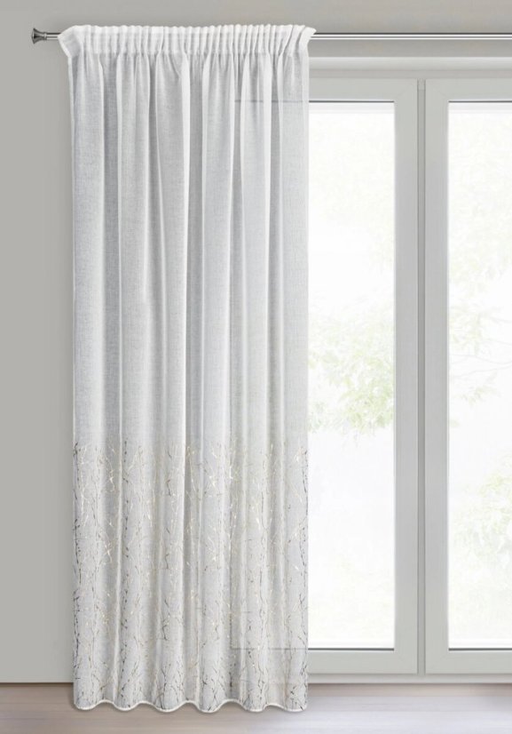 Modern függöny finom szerkezetű, arany nyomtatással díszített modern függöny