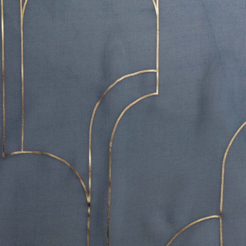 Elegatní záclona tmavě modré barvy s jemným zlatým vzorem 140 x 240 cm