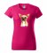 Štýlové dámske tričko bavlnené s potlačou psa čivava
