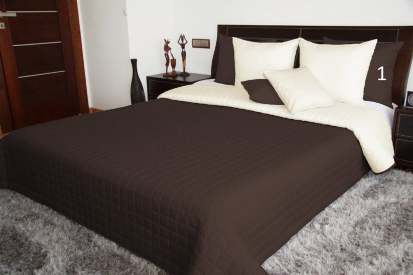 Cuvertură de pat cu două fețe pentru un pat dublu, culoarea maro
