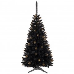Črna božična jelka z zlatimi vejami 180 cm