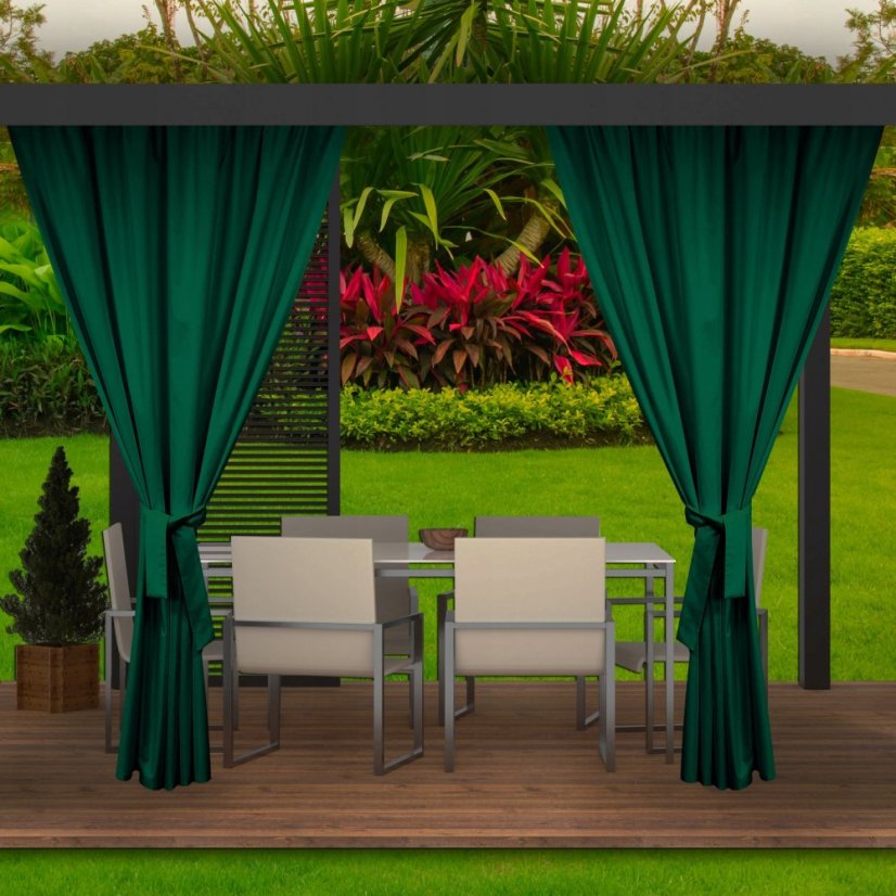 Toller dunkelgrüner Gartenvorhang für den Gartenpavillon 155 x 220 cm