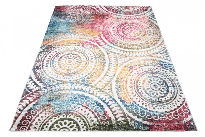 Trendiger bunter Teppich mit Mandala-Muster 