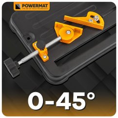 Stojan na uhlovú brúsku s nastaviteľným uhlom rezu 0–45°
