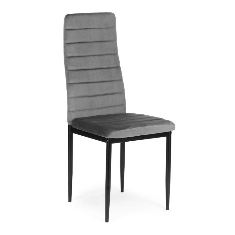 Komplet 4 elegantnih žametnih stolov v sivi barvi