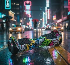 Elektrisches Hoverboard mit buntem Graffiti-Motiv - Bluetooth, LED, 250 W