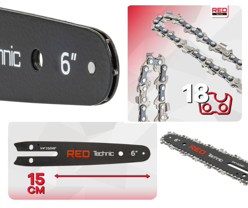 Vezetőrúd RED TECHNIC 2 lánccal akkus láncfűrészekhez