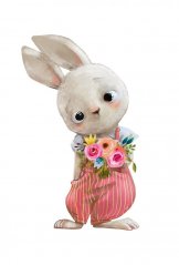 Stenska nalepka ljubek zajček s cvetjem 117 x 70 cm
