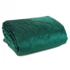Prevleka za posteljo iz svetlečega žameta temno zelene barve