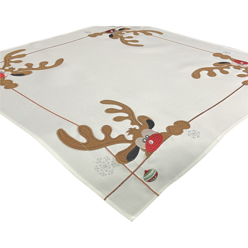 Štvorcový obrus biely s aplikáciou soba