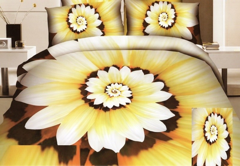 Kvetový púčik posteľné obliečky žlto hnedej farby 