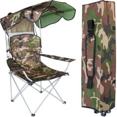 Scaun mare de pescuit pliabil cu baldachin - design camo