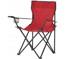 Turistická skladacia stolička červenej farby 
