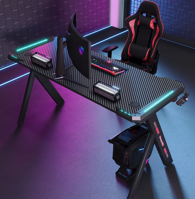 Gamingový stôl s RGB LED podsvietením čierny
