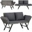 Gartenbank 2in1 aus Polyrattan 176 × 56 × 81 cm