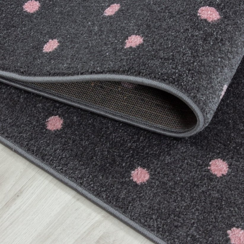 Pink Heart luxuriöser grauer Teppich für Kinderzimmer