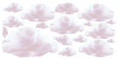 Simpatična otroška stenska nalepka Roza Oblaki