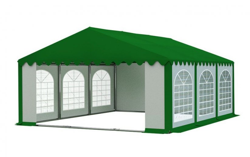 Kiváló minőségű zöld-fehér party sátor zöld tetővel