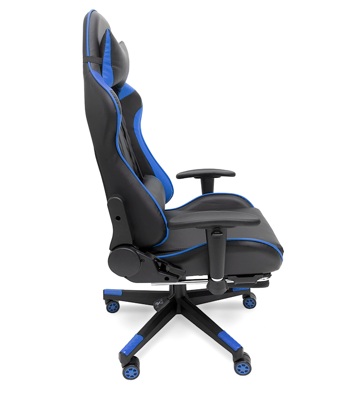 Masážne herné kreslo s opierkou nôh - modré