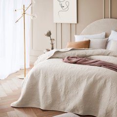 Prešívaný prehoz na posteľ v krémovej farbe 240 x 260 cm