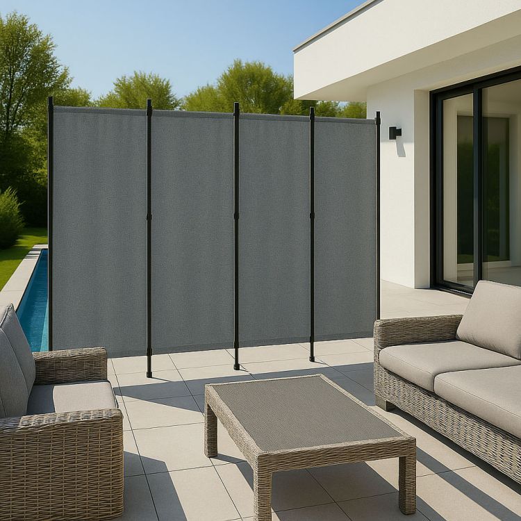 Záhradný 4-panelový skladací paraván proti vetru a slnku - 167 x 216 cm