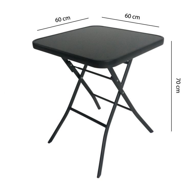 Praktický skladací stôl do záhrady v čiernej farbe 60 cm
