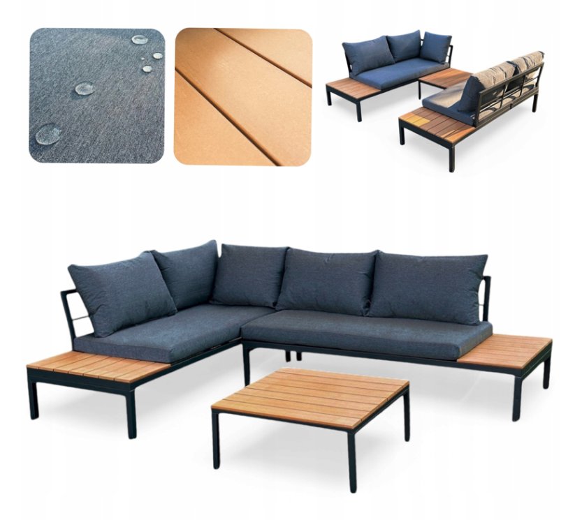 Záhradný rohový set - hnedý