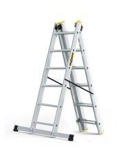 Mehrzweckleiter aus Aluminium, 3 x 6 Sprossen und 150 kg Belastbarkeit