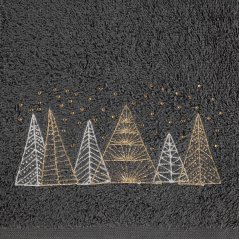 Baumwollhandtuch anthrazit mit goldener Weihnachtsstickerei