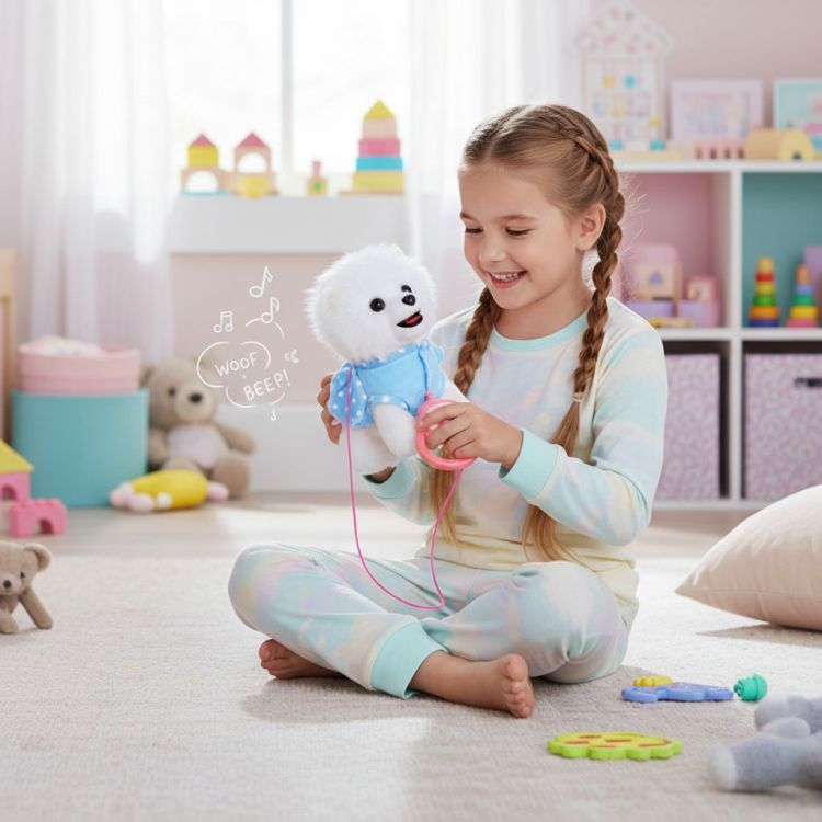 Interaktívny psík na vodítku – hračka pre deti s pohybmi, zvukmi a doplnkami
