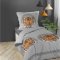 Bavlnené obliečky na posteľ sivej farby s tigrom