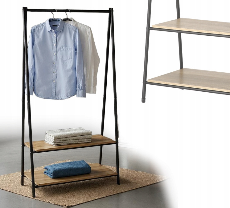 Szabadon álló ruhatartó állvány polcokkal - 80 x 40 x 160 cm