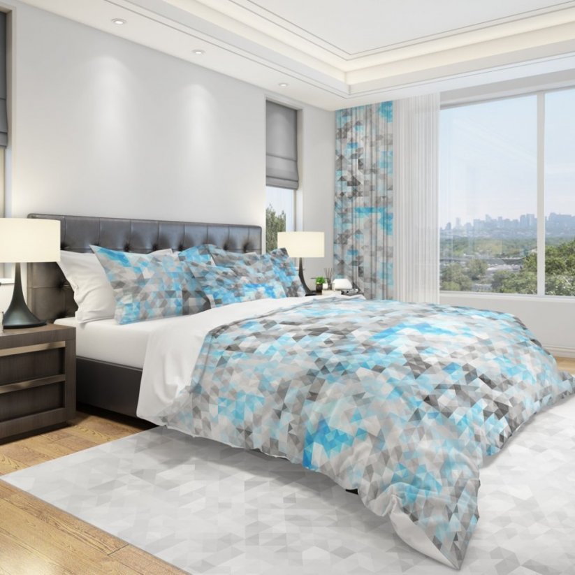 Lenjerie de pat modernă culoarea gri-albastru