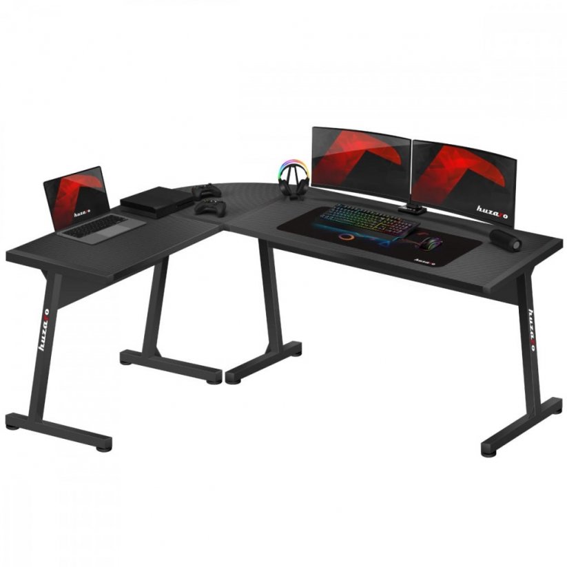 Prostorna kotna miza HERO 6.0 v črni barvi