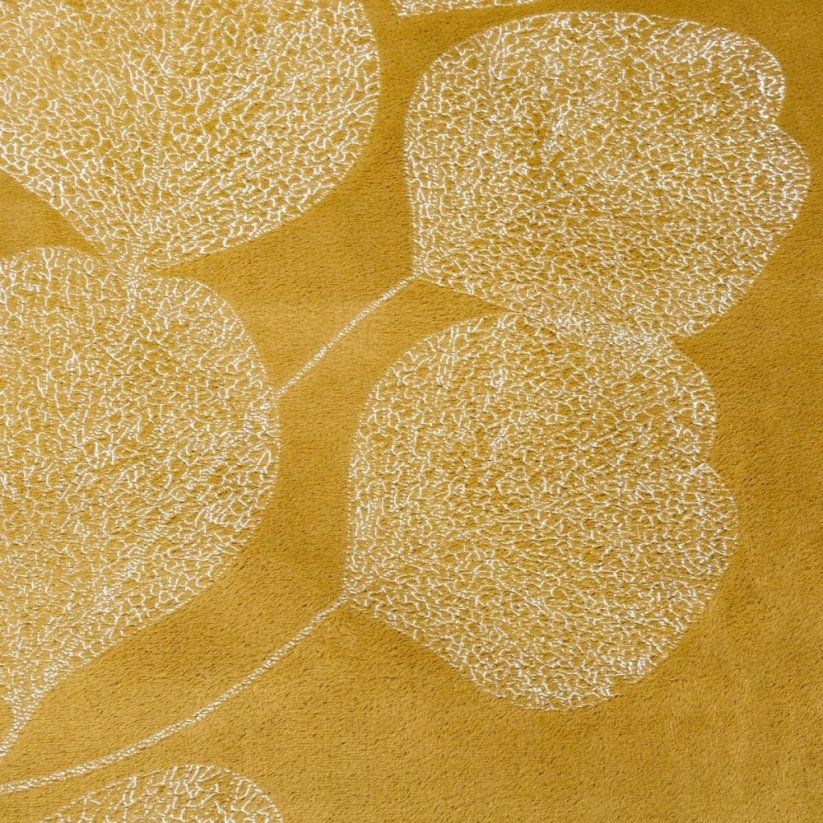 Medovo žltá teplá deka so zlatým vzorom lístia 150 x 200 cm 