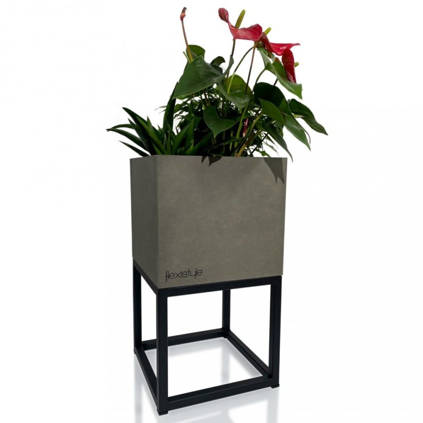 Ghiveci pentru flori din metal gri LOFT FIORINO 22X22X40 cm
