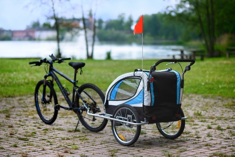 2-miestny príves za bicykel s tlmičom + JOGGER modrý