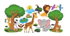 Krásna farebná detská nálepka na stenu madagaskar