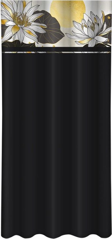 Klasszikus fekete függöny lótuszvirágokkal