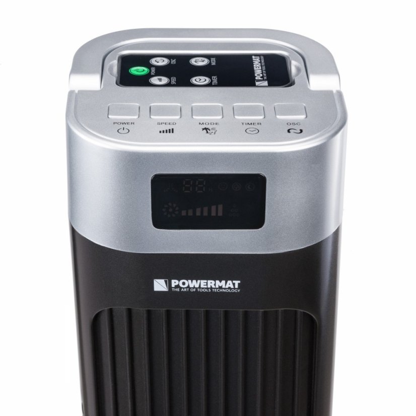 Vežový ventilátor s výkonom 90 W Powermat Grey Tower-120