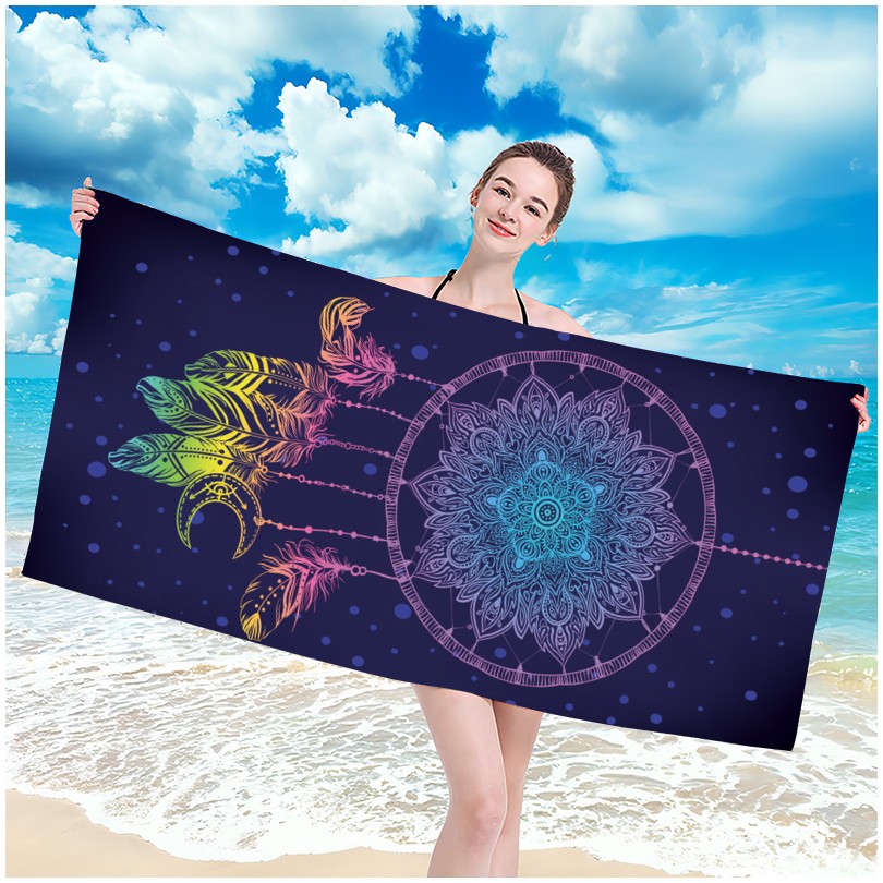 Плажна кърпа с шарка мандала ловец на сънища, 100 х 180 см