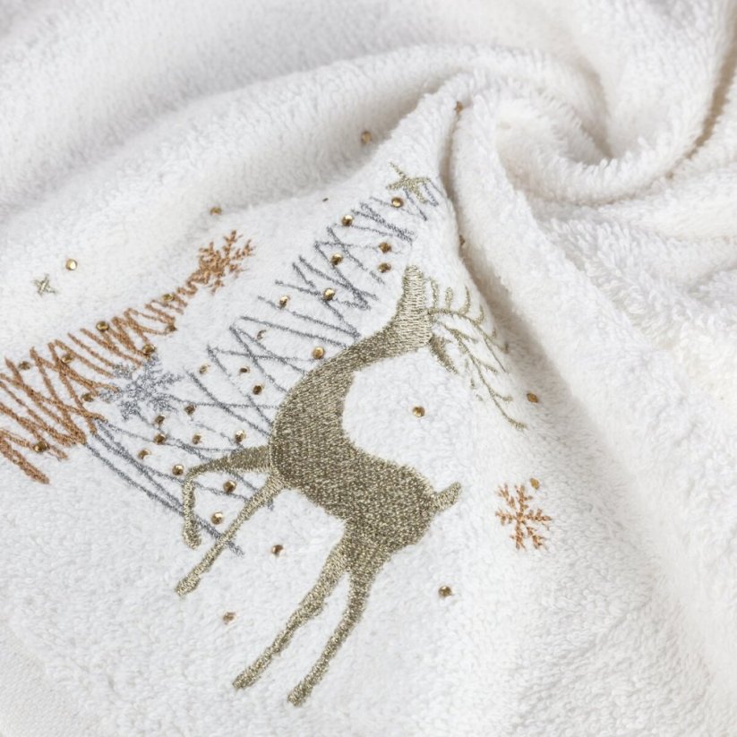 Bavlnený vianočný uterák biely s jelenčekom