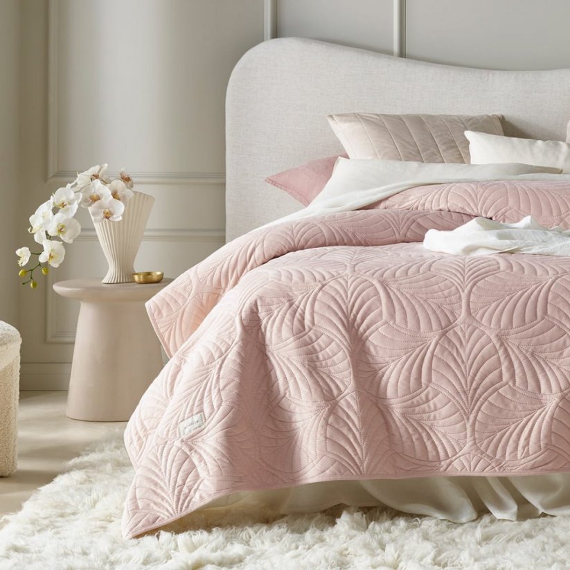 Cuvertură de pat din catifea roz deschis Feel 240 x 260 cm