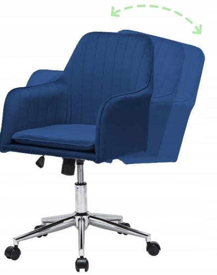 Elegantné otočné kreslo zo zamatu v tmavomodrej farbe