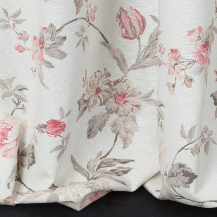 Krem bela zatemnitvena zavesa z motivom roza rožic
