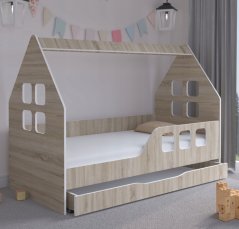 Gyerekágyház fiókkal 160 x 80 cm tölgyfából sonoma jobbra