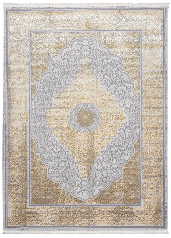 Exkluzivní moderní šedý koberec se zlatým orientálním vzorem - Rozměr koberce: Šířka: 200 cm | Délka: 300 cm