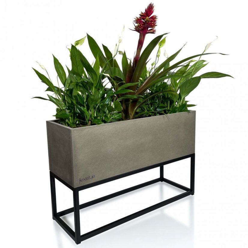 Ghiveci din metal gri cu suprafață netedă LOFT FIORINO 62X22X40 cm